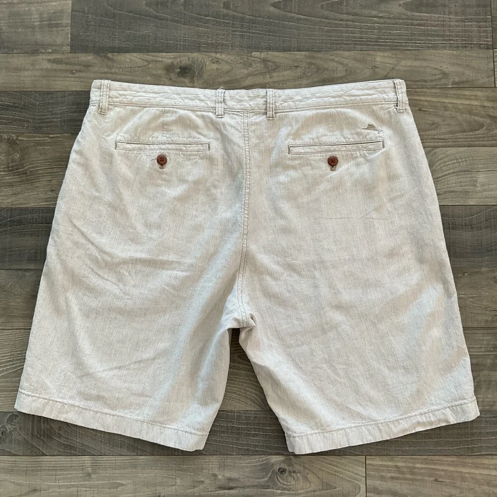 Tommy Bahama 9” Linen Blend Shorts Men’s 40 Tan Micro Striped - Picture 7 of 8